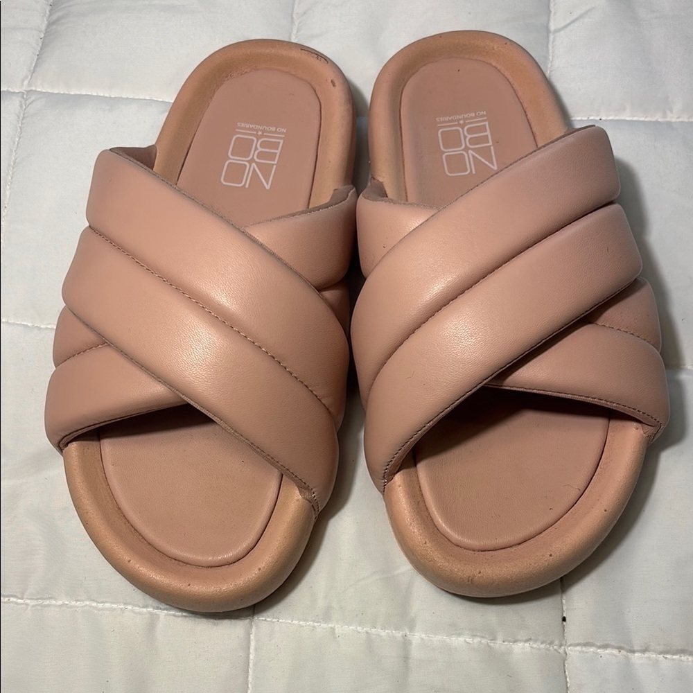 NOBO Blush Criss-Cross Platform Slide Sandals